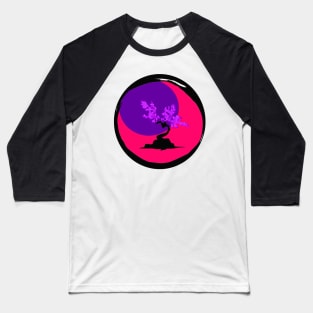 Purple and Pink Vaporwave Bonsai - Sumi inspired enso circle design Baseball T-Shirt